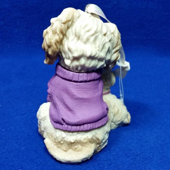 March Of Dimes 2015 Terrier Mom and Puppy Ornament Purple Sweater No Box - Picture 5 of 10